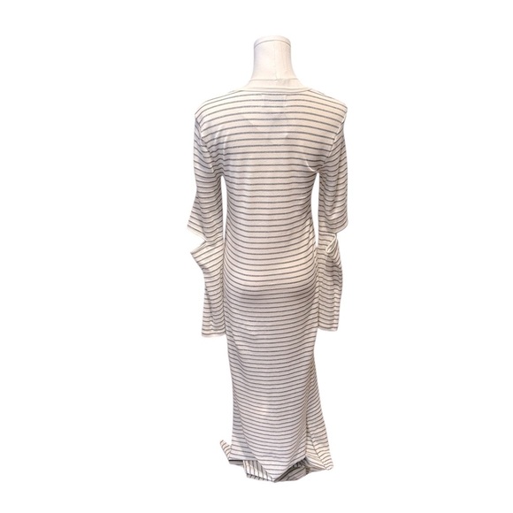 NWT Current Elliott Off White Metallic Striped Quince Midi Dress Womens Small - Picture 3 of 13